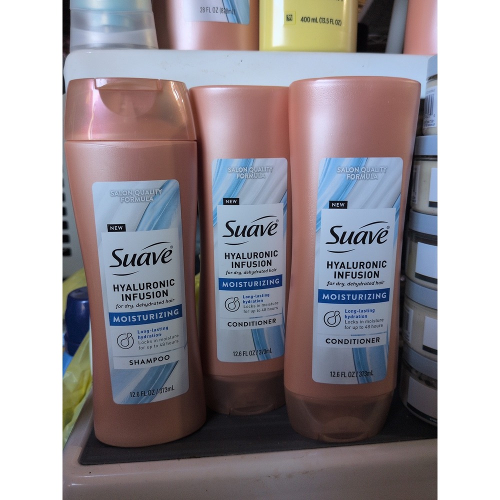 Suave Hyaluronic Infusion 1 Shampoo & 2ct Conditioner Set for Dry Hair 12.8oz ea